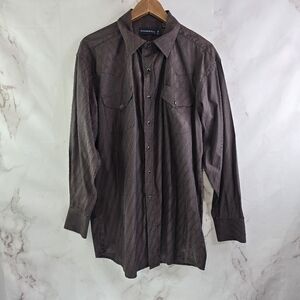 Panhandle Slim Shirt Mens XL Brown Lightweight Snap Button Western Cowboy Vtg